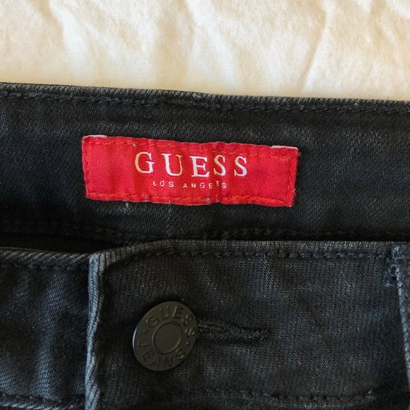 GUESS Black Denim Shorts - Size 25 - Picture 4 of 5